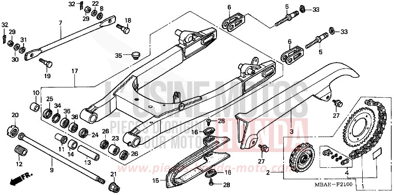 SWINGARM for Shadow Aero NOIR (NH1X) from 2000
